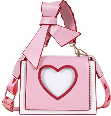 Qiayime Heart Clutch Women Fashion PU Leather Top Handle Shoulder Bag Shoulder Handbag Messenger Bag Handbag