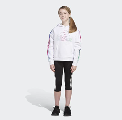 adidas Girls Multicolor Three-Stripes Wool Pullover Hoodie