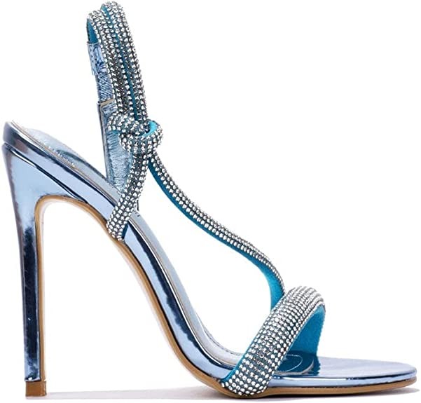 Women Rhinestone Stiletto high heel sandals-Marble By Cape Robbin